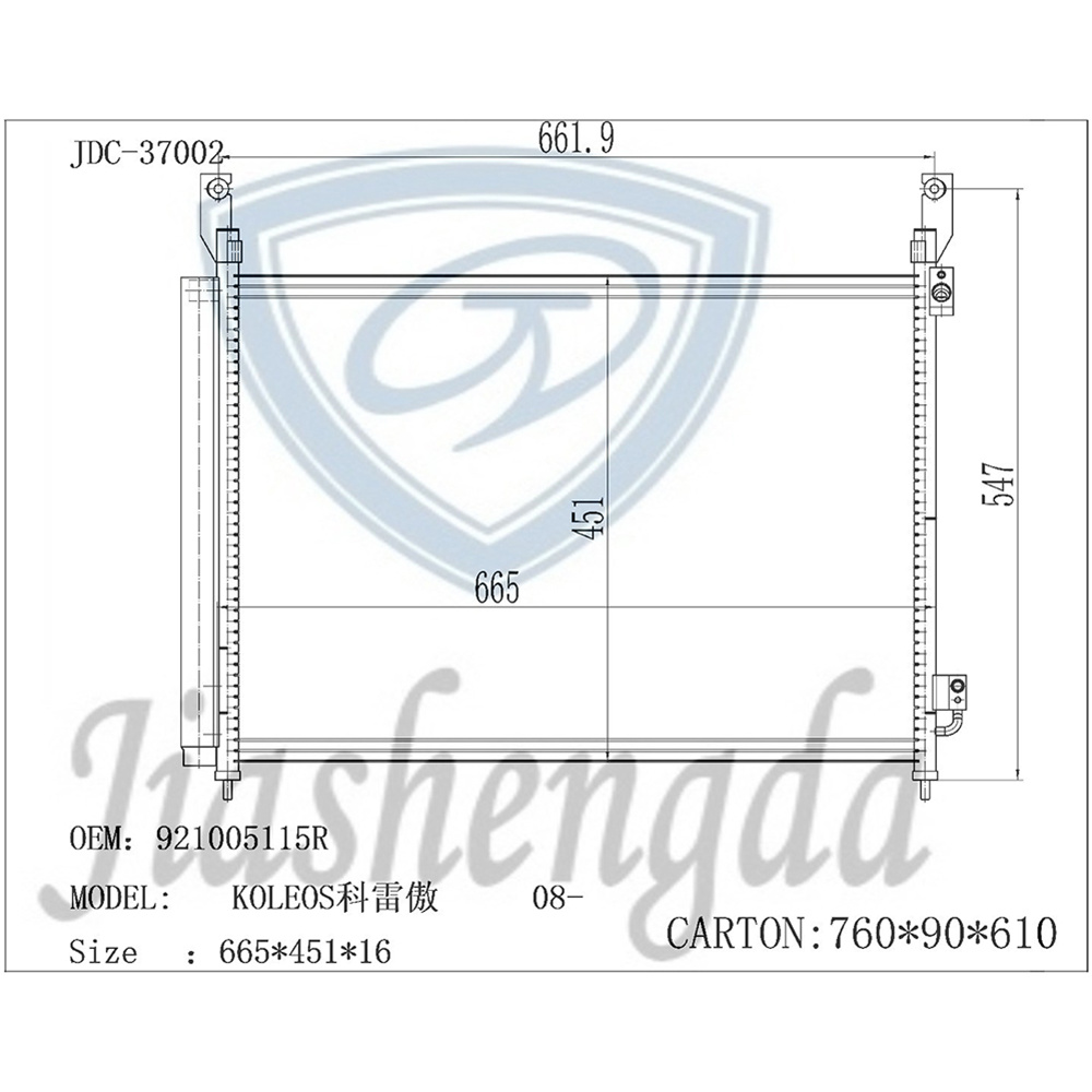 Auto Parts Cooling System Radiator Air Conditioning Refrigeration Condenser OEM 921005115r for Koleos 08-