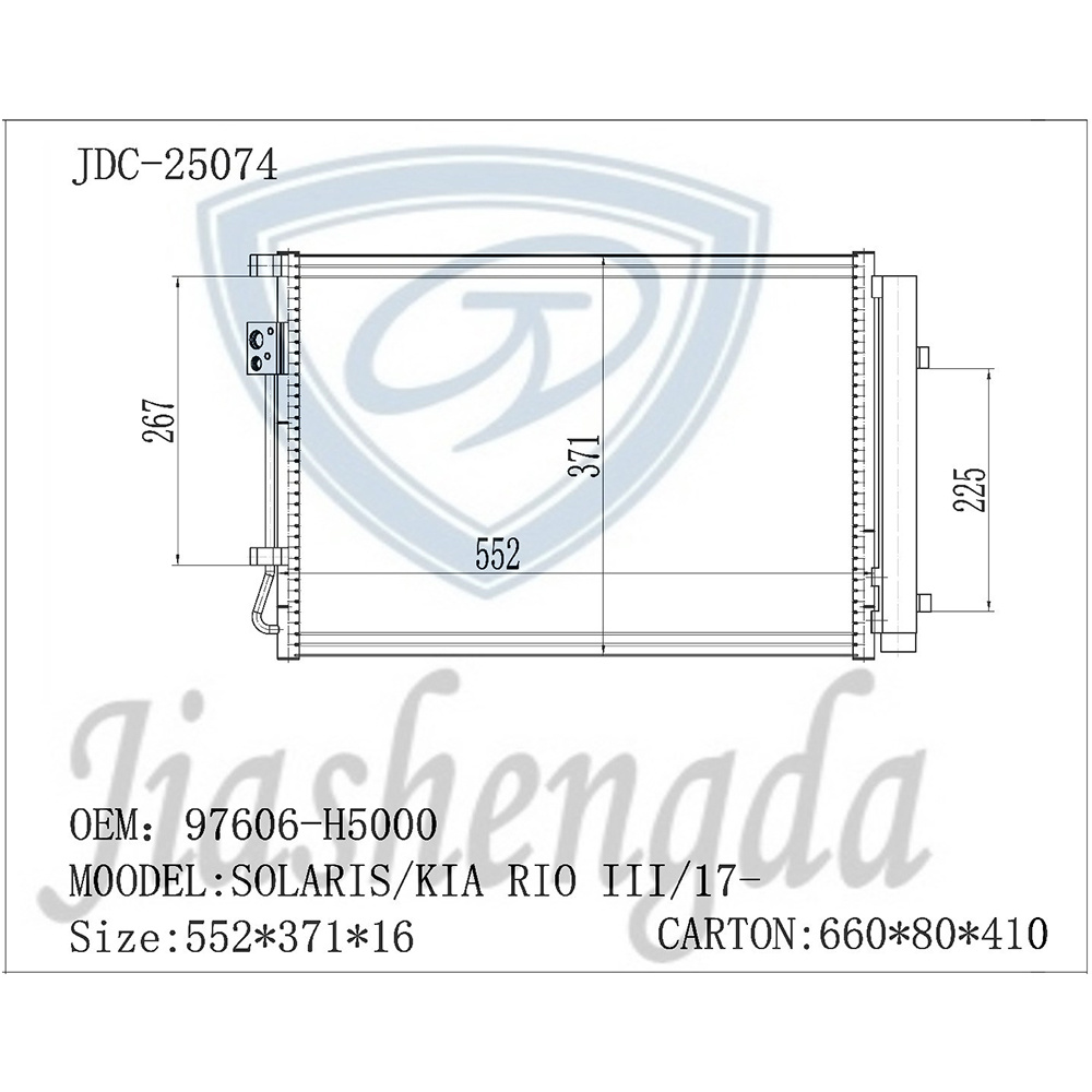 Automotive Aluminum Parts Air Conditioning Refrigeration Condenser OEM 97606-H5000 for Solaris/KIA Rio III/17-