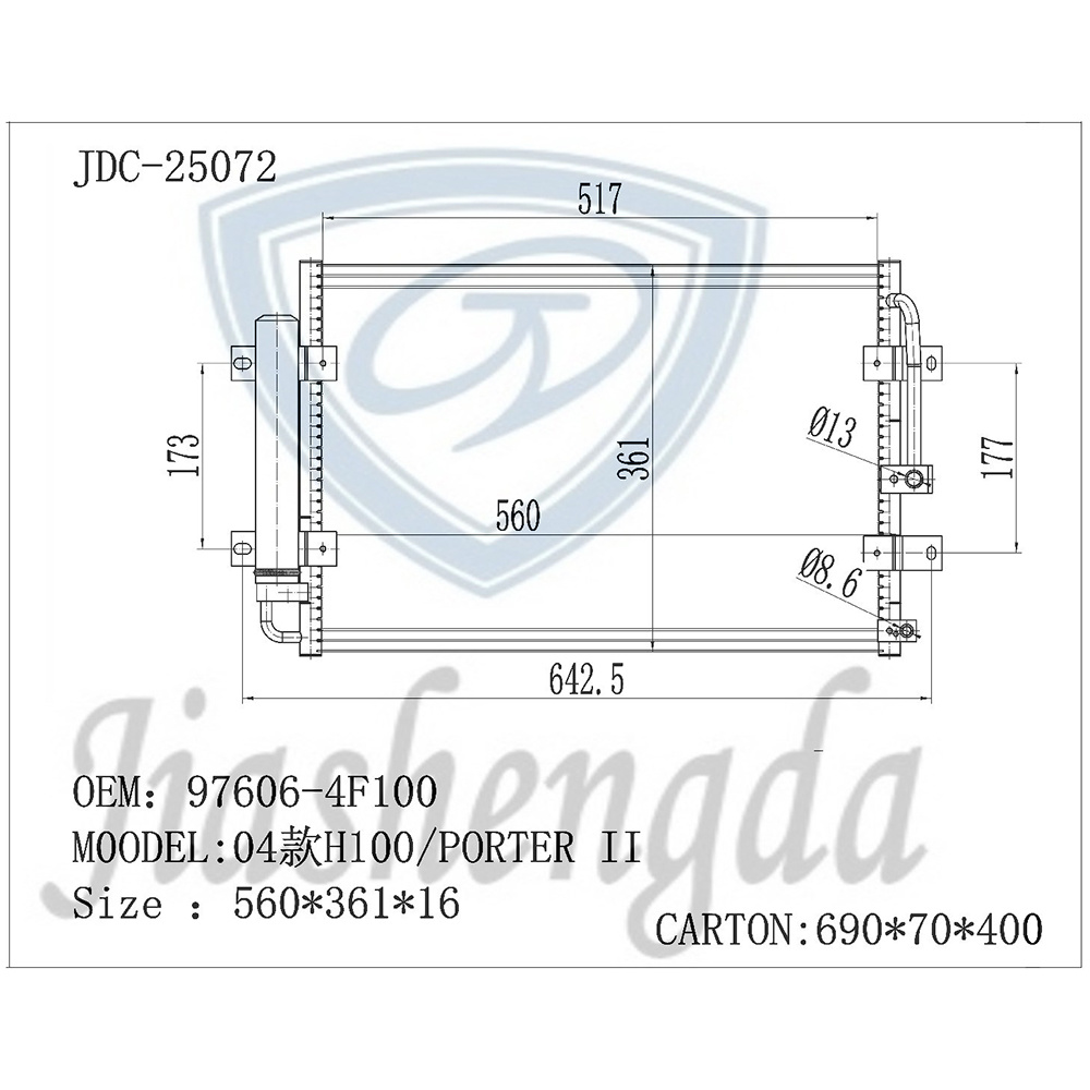 04 H100/Porter II Automotive Air Conditioning Refrigeration Condenser OEM 97606-4f100