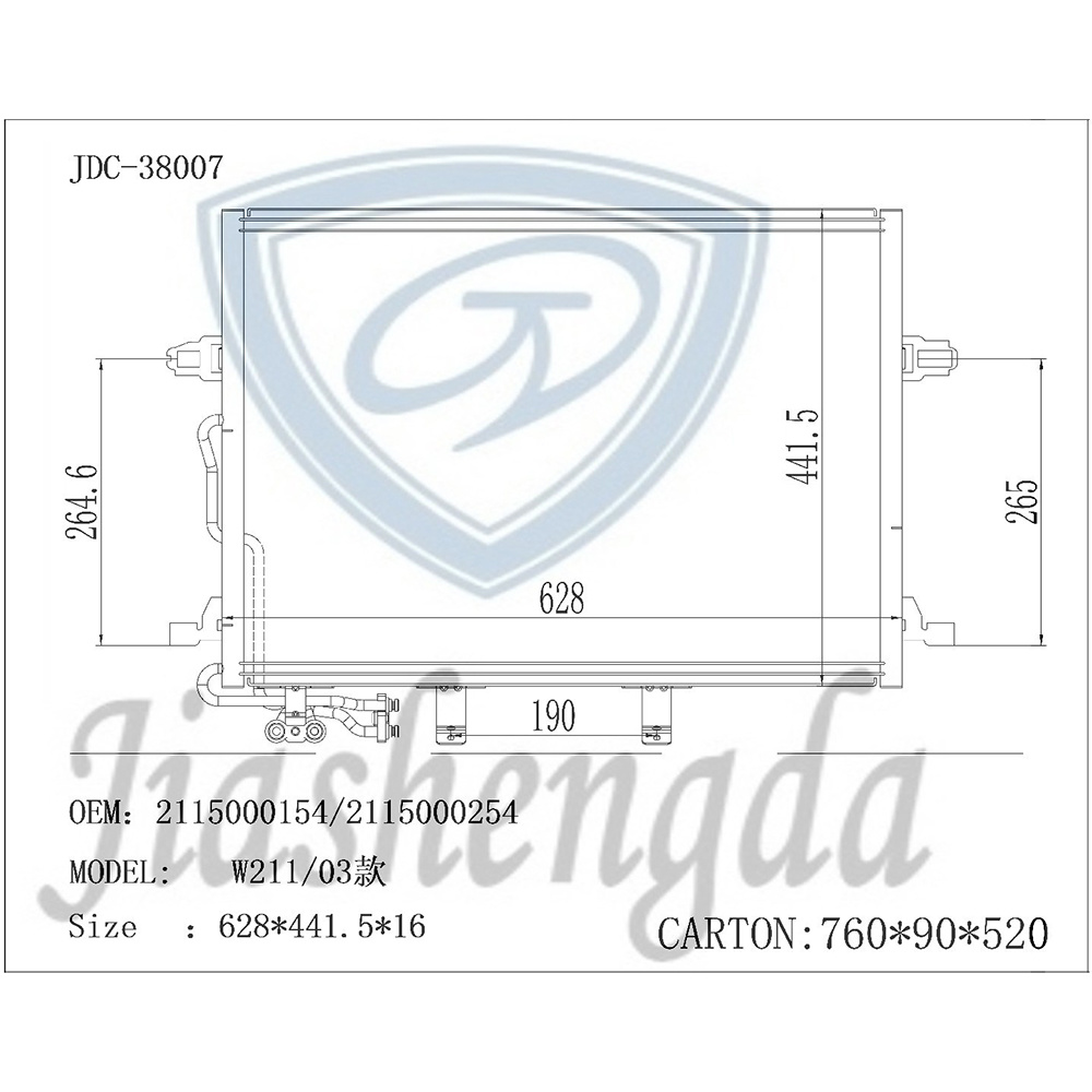 Car Radiator Air Conditioner Refrigeration Aluminum Condenser Wholesale OEM 2115000154/2115000254 for Benz W211/03