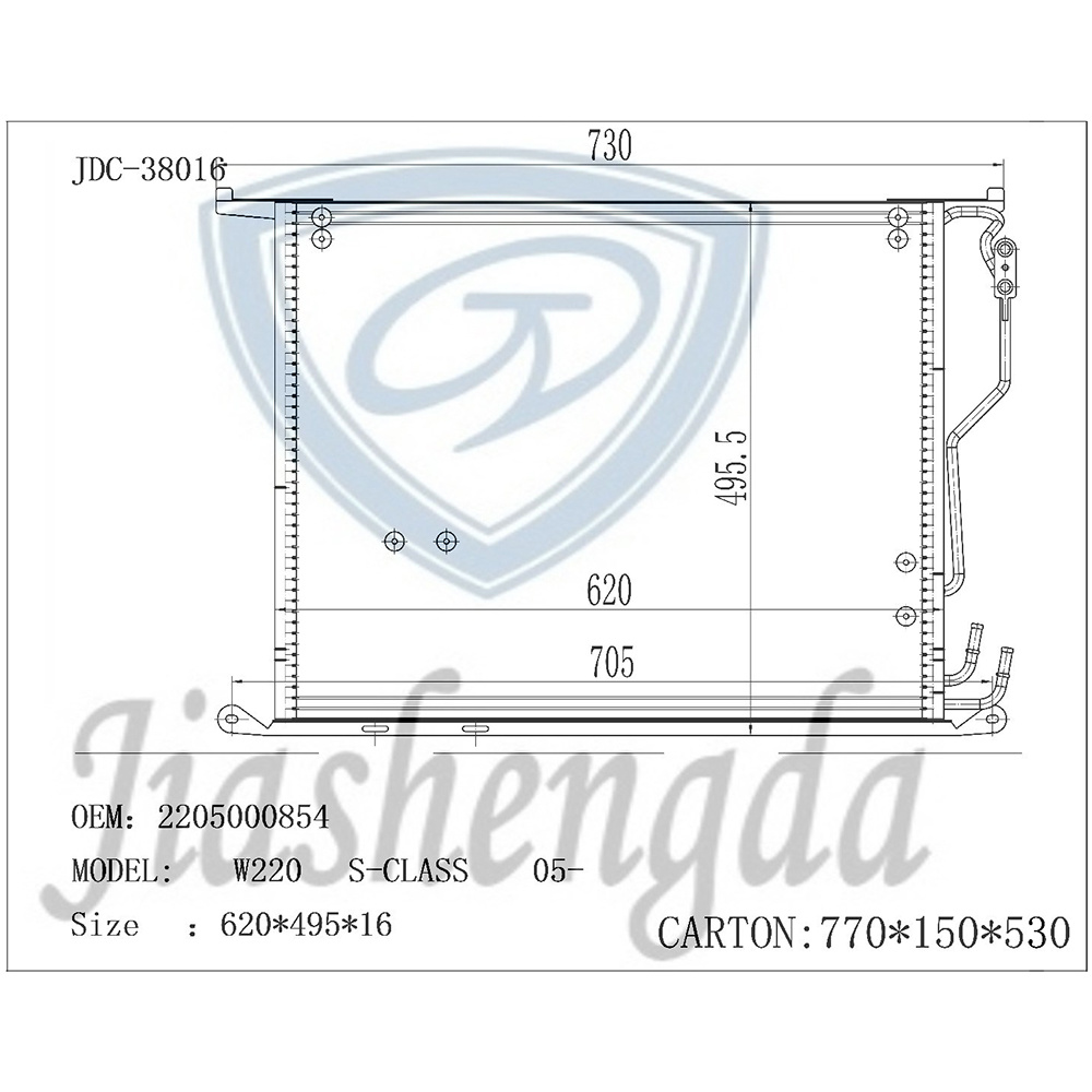 for Benz W220 S-Class 05- Automotive Air Conditioning Refrigeration Aluminum Condenser OEM 2205000854
