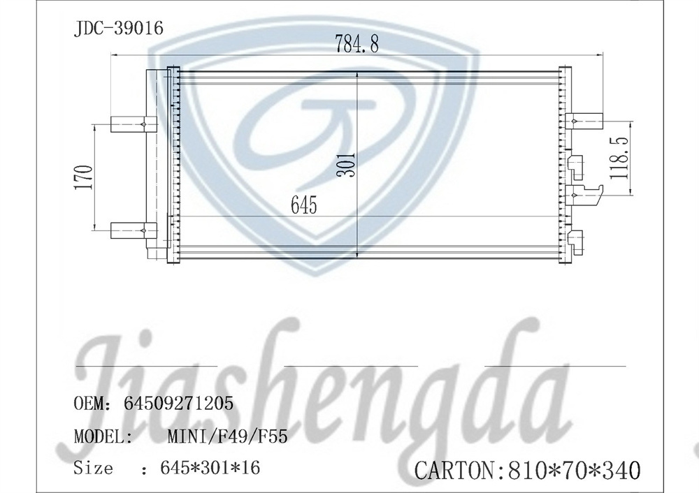 Wholesale China Supplier Mini/F46/F55 Auto Air Conditioning Refrigeration Parts Aluminum Condenser OEM 64509271205