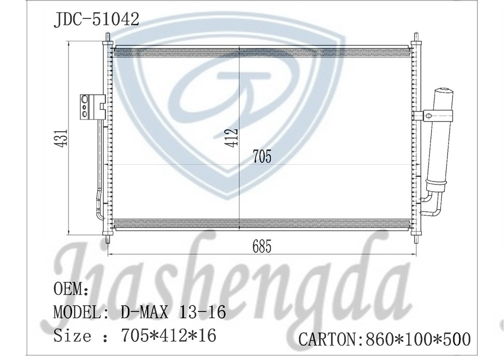 Auto Aluminum Air Conditioner Parts Refrigeration Condenser for D-Max 13-16