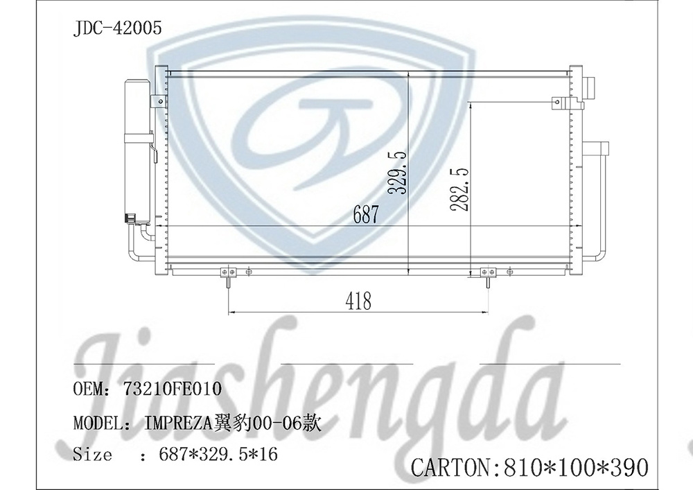 Aluminum Auto Air Conditioning Parts Refrigeration System Condenser OEM 73210fe010 for Impreza 00-06