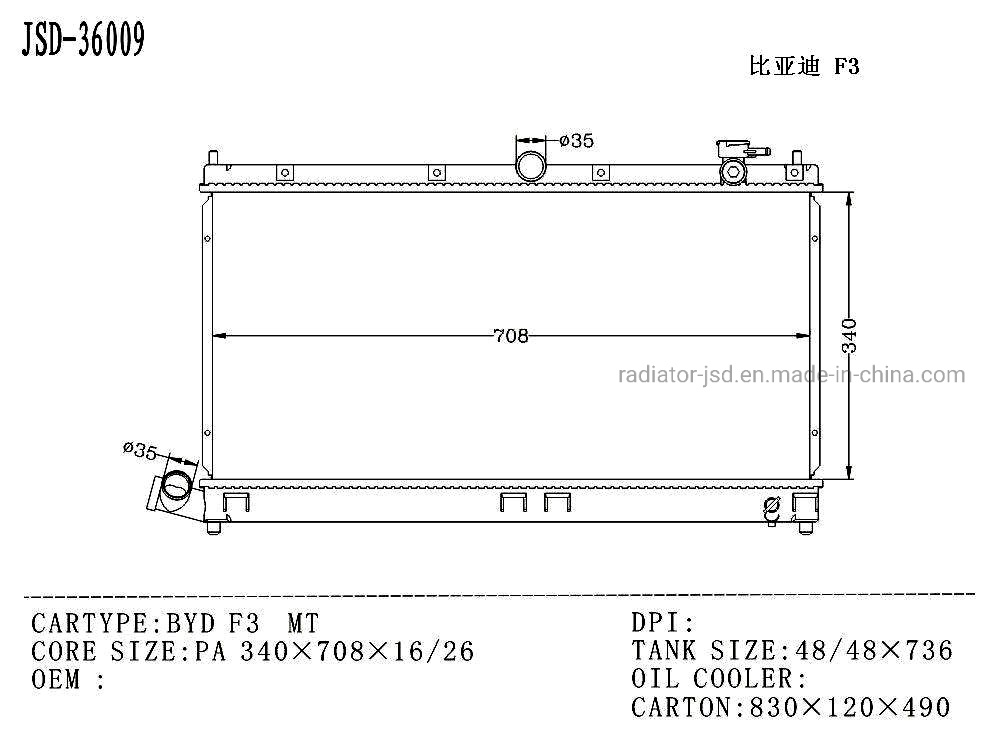 Auto Spare Parts Engine Cooling Car Radiator for Byd F3 Mt