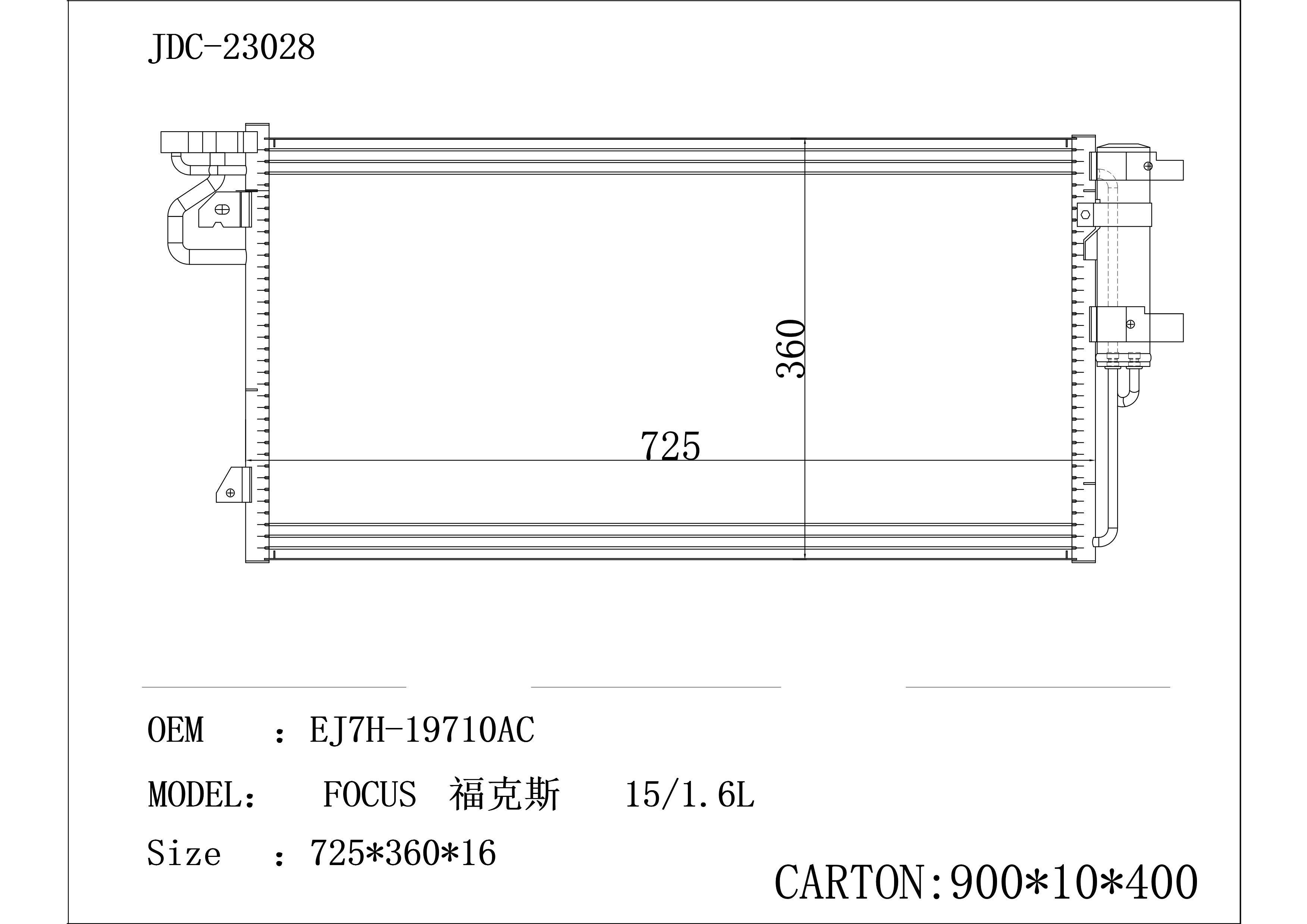 Automotive Air Conditioning Cooling System Condenser for Ford Focus 15/1.6L OEM Ej7h-19710AC