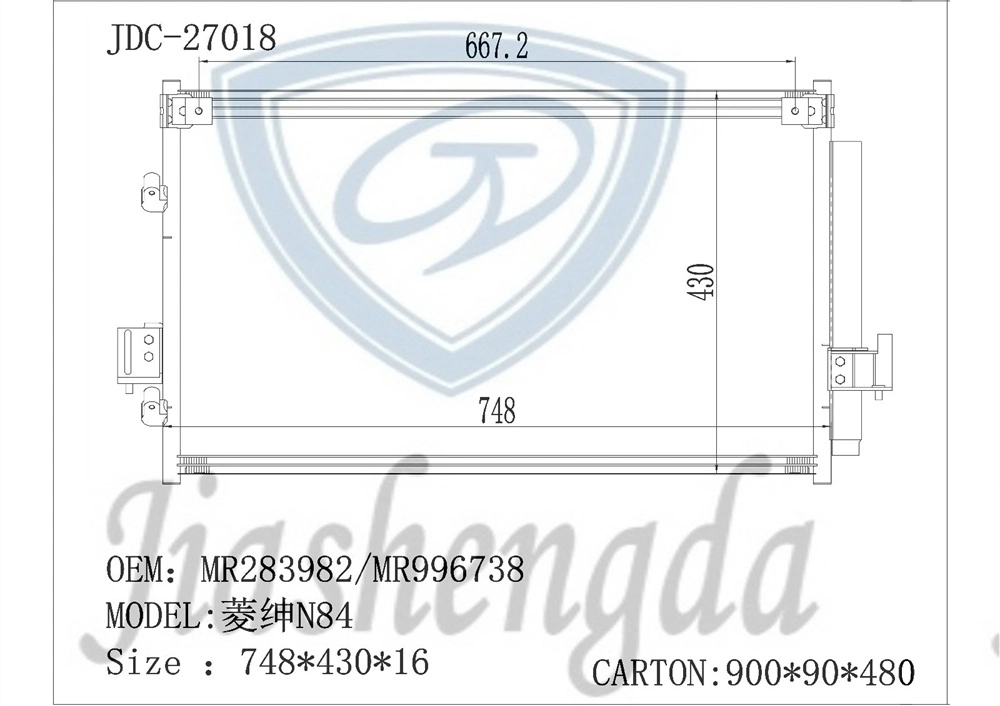 Lingshen N84 Aluminum Auto Parts Air Conditioning Cooling System Refrigeration Condenser OEM Mr283982/Mr996738