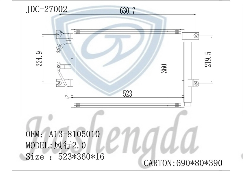 Wholesale Car Air Conditioning Refrigeration Spare Parts Aluminum Condenser OEM A13-8105010 for Popularity 2.0