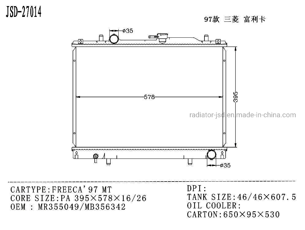 Aluminum Auto Parts Cooling System Radiator for Mitsubishi Freeca′97 Mt OEM Mr355049