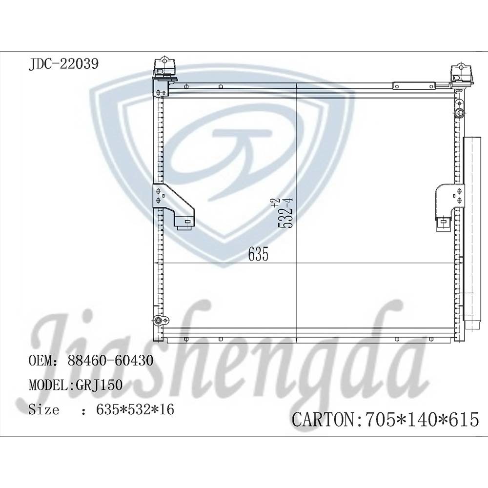 High Quality Aluminum Auto Parts Air Conditioning Refrigeration Condenser for Toyota Grj150