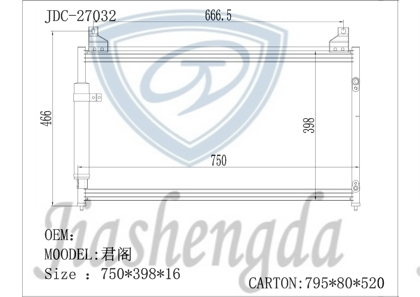 Good Quality Aluminum Auto Parts Air Conditioning Refrigeration Condenser for Mitsubishi Zinger