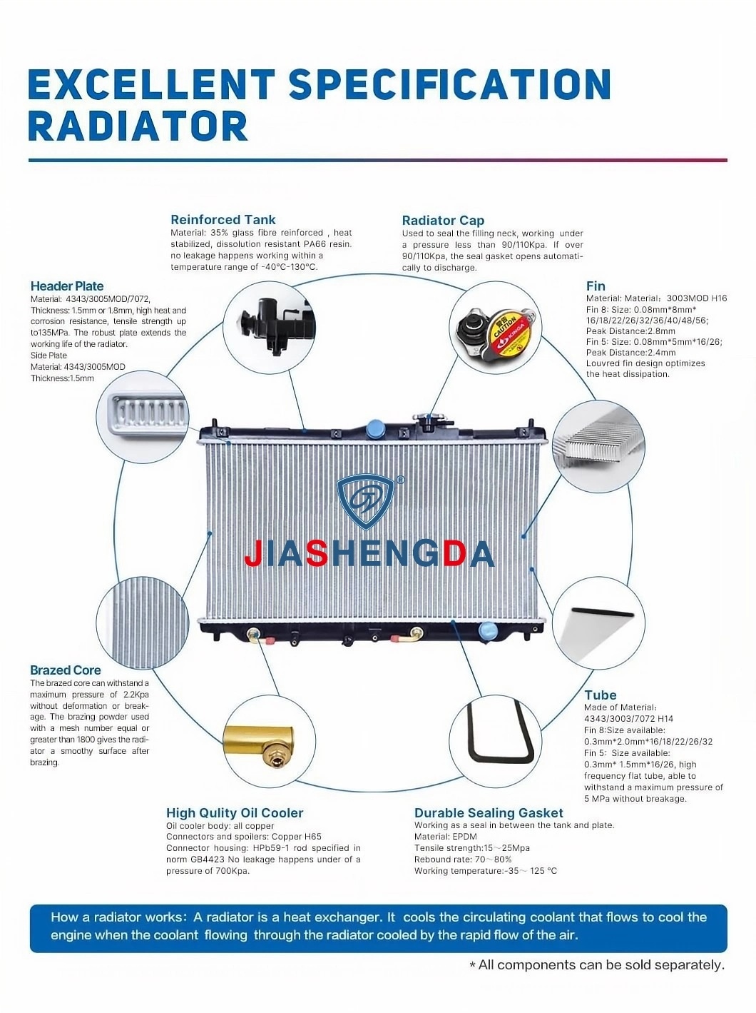 KIA K2′17 Mt Auto Parts Water Tank Aluminum Radiator