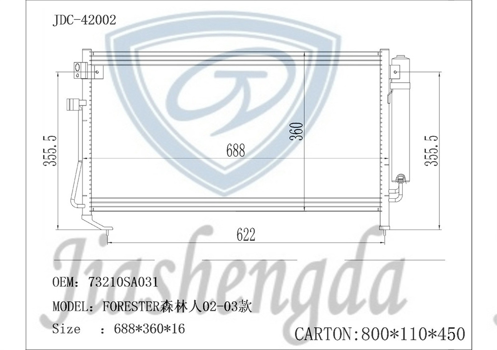 Auto Air Conditioner Refrigeration Parts AC Condenser OEM 73210SA031 for Forester 02-03