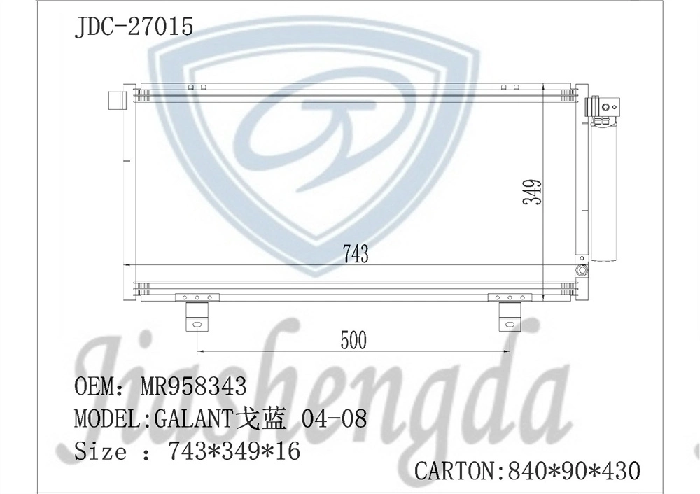 Auto Air Conditioner Aluminum Prep Parts Cooling System Refrigeration Condenser OEM Mr958343 for Galant 04-08