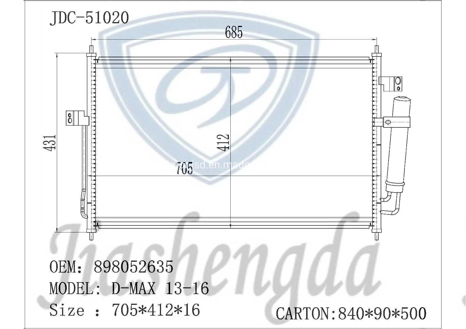Aluminum Car Air Conditioning System Condenser for Dmax 13-16