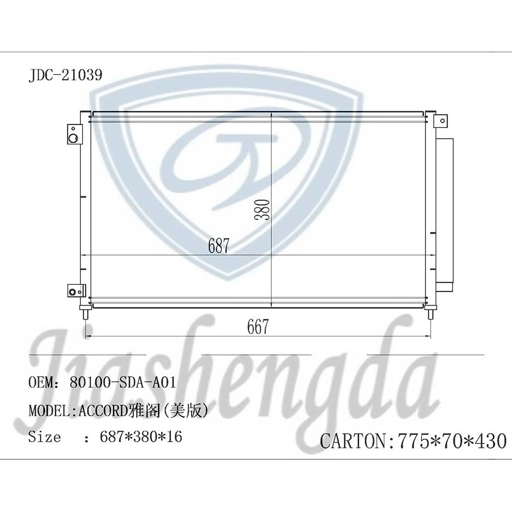 Accord Car Air Conditioner Condenser Wholesale OEM 80100-Sda-A01