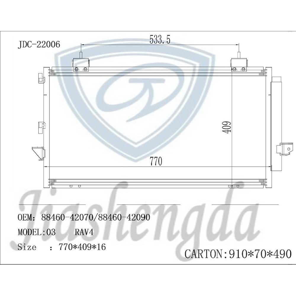 Auto Air Conditioner Refrigeration Parts Condenser OEM 88460-42070/88460-42090 for Toyota RAV4