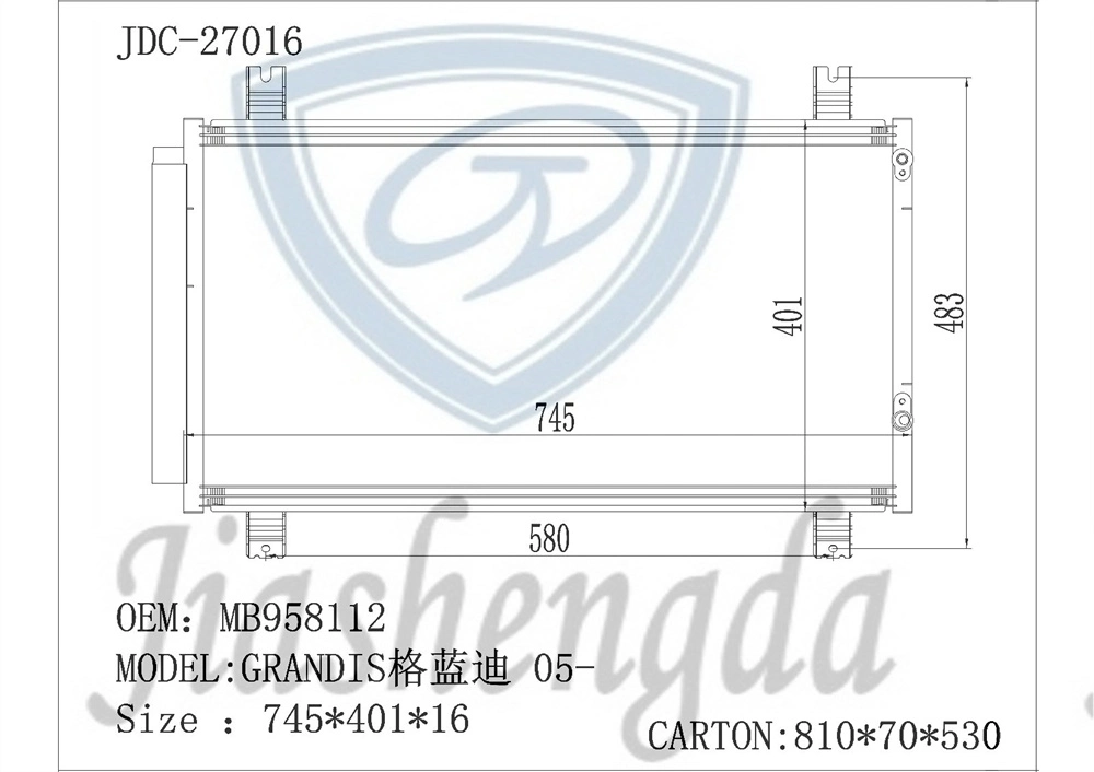 High Quality Aluminum Auto Spare Parts Air Conditioning Refrigeration Condenser OEM MB958112 for Grandis 05-