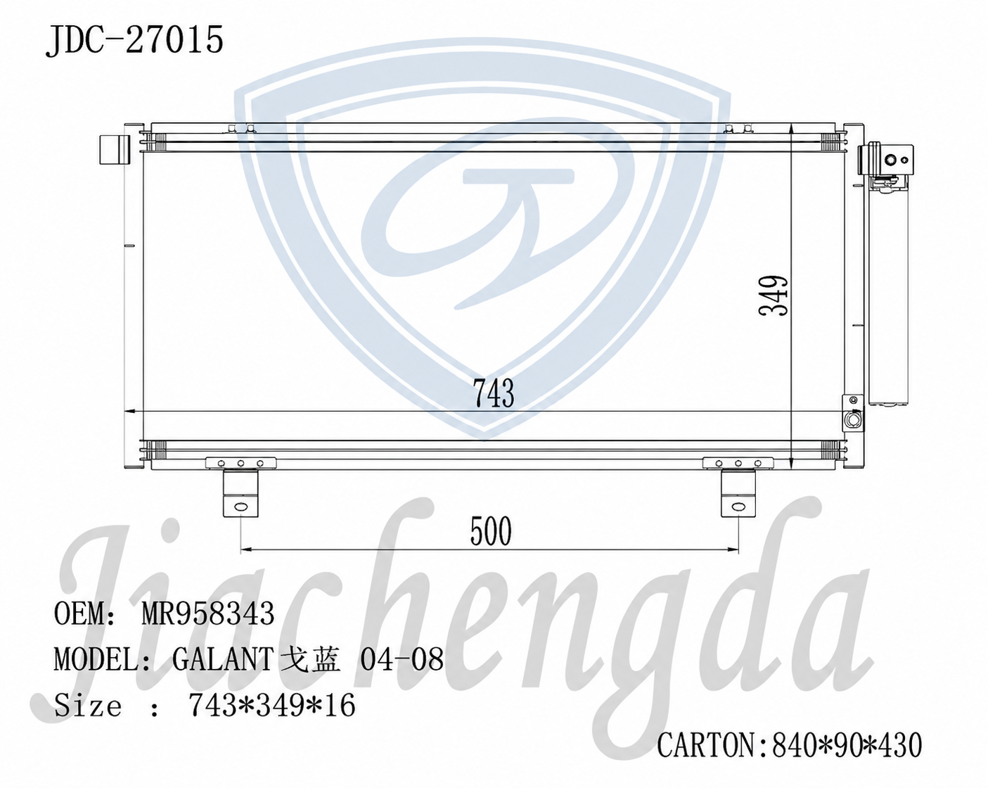 Condenser OEM Mr958343 for Galant 04-08